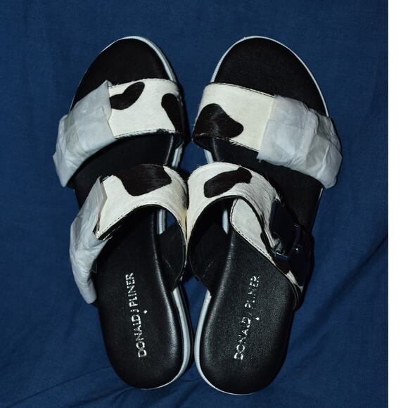 NEW Donald J Pliner Cow Print Calf Women's 7.5M Open Toe Sandals Slip-On Shoes - Picture 5 of 9